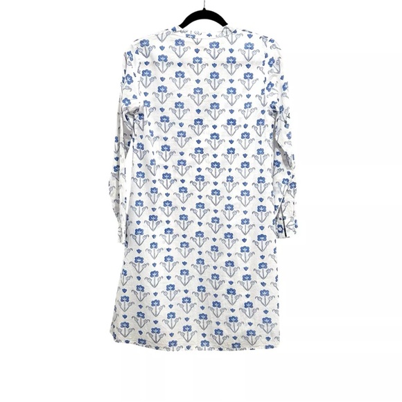 Livro Kurta Dress Cover Up Blue Spring Size XS Floral Long Sleeve V Neck - Picture 3 of 6